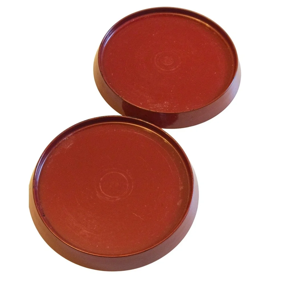 Vintage Japanese Lacquer Ware Crane‎ Coaster Set 6 Made in Japan